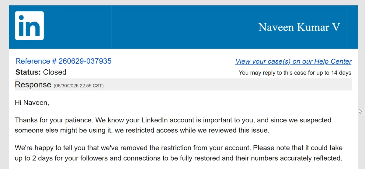 LinkedIn Reply Mail